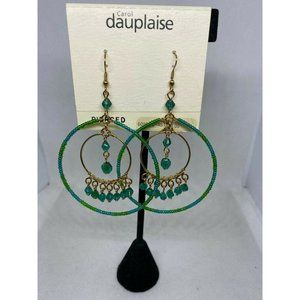 Carol Dauplaise Dangle Earrings Green Boho Chic St Patrick’s Day NWT